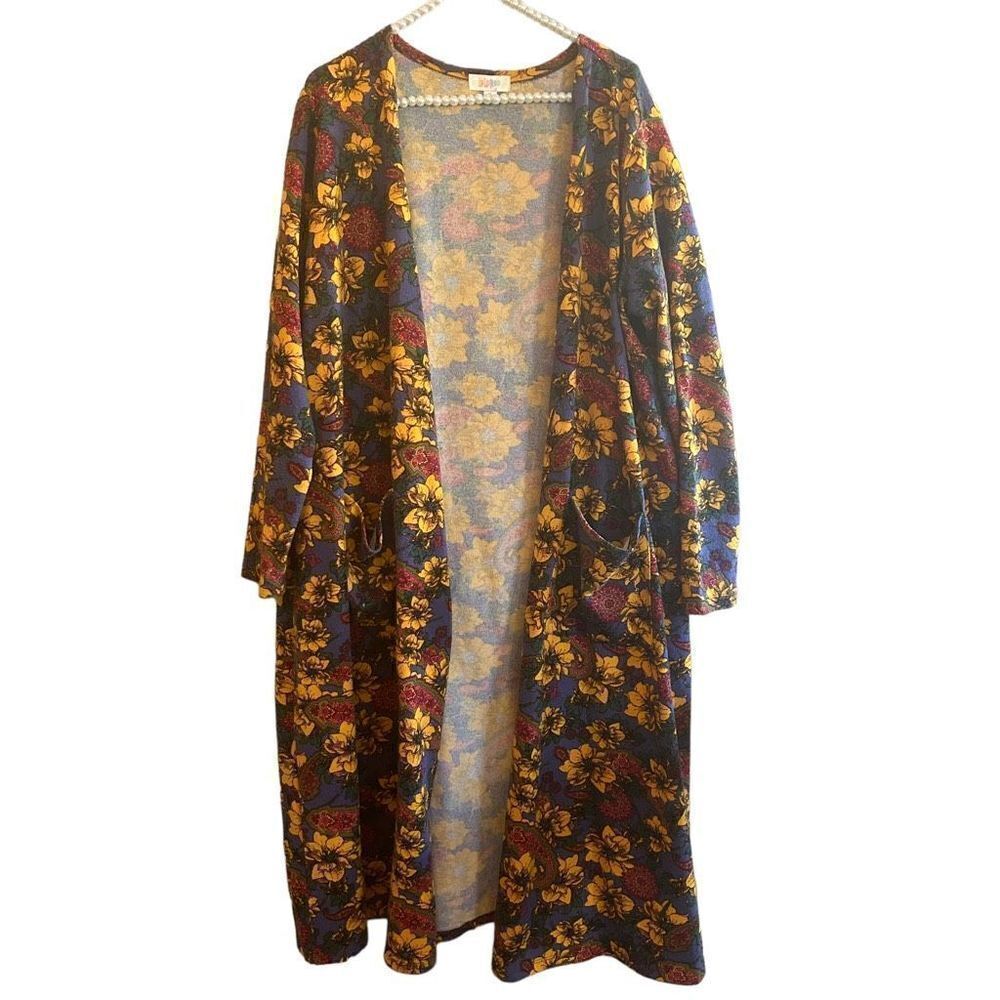 Lularoe Sarah duster long cardigan floral size XL